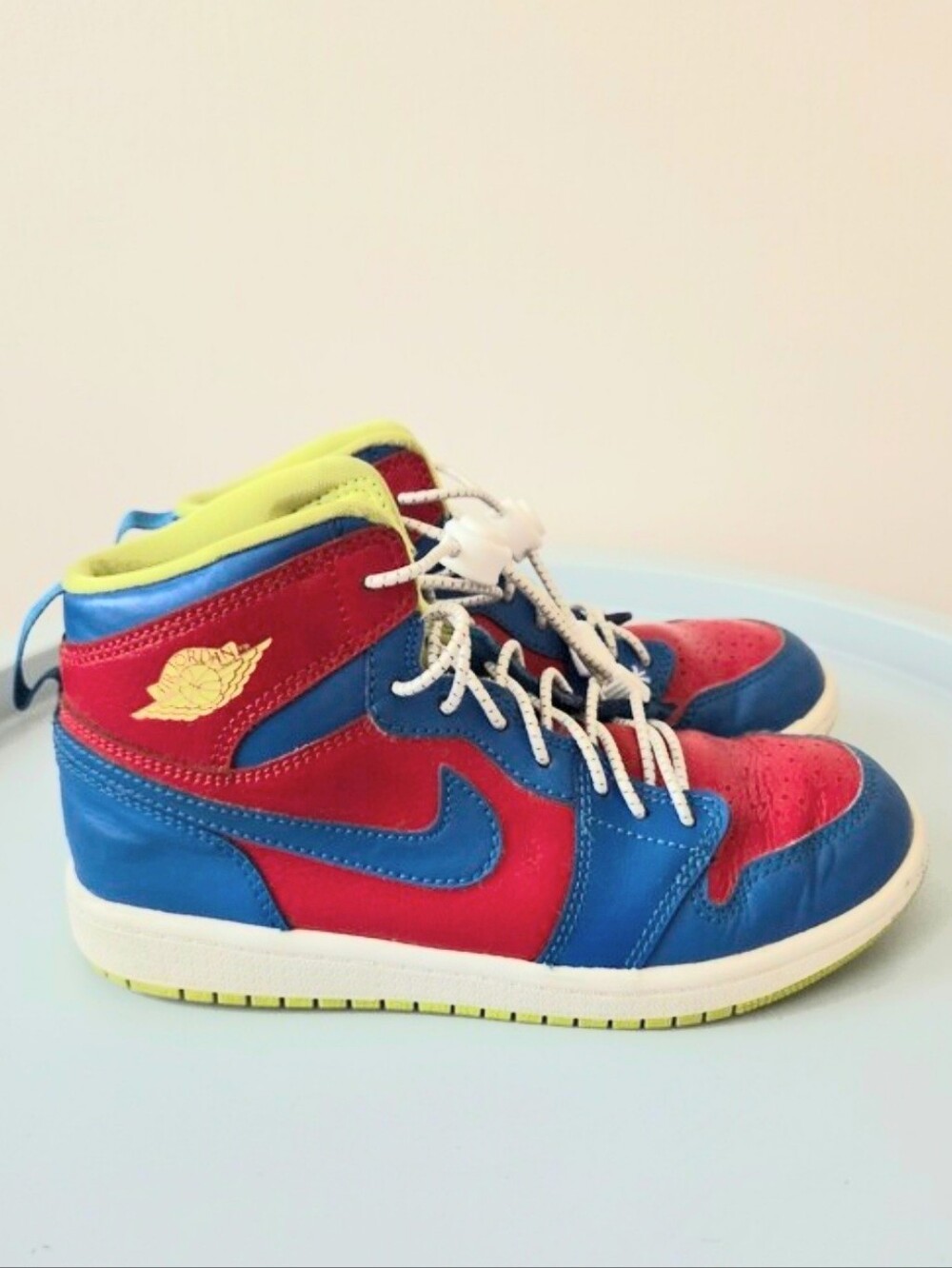 Air Jordan 1, Retro High 'Racing Pack' Leather Red, Blue, Lime Green
